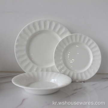 도매 양각 도자기 식탁 세트 세라믹 플레이트